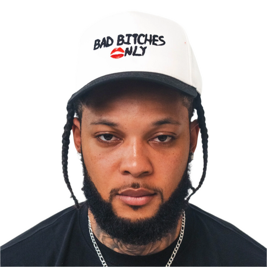 White 'Bad Bitches  💋nly' Trucker Hat