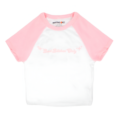 Pink Pastel Bad Bitches Only Crop Tee