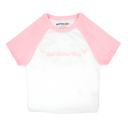 Pink Pastel Bad Bitches Only Crop Tee